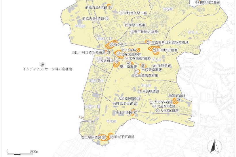 安仁屋原遺跡の位置図