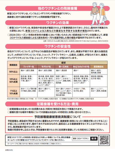 新型コロナワクチンチラシ裏