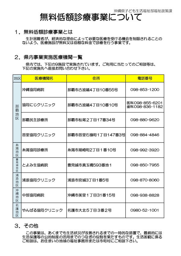 無料定額診療事業