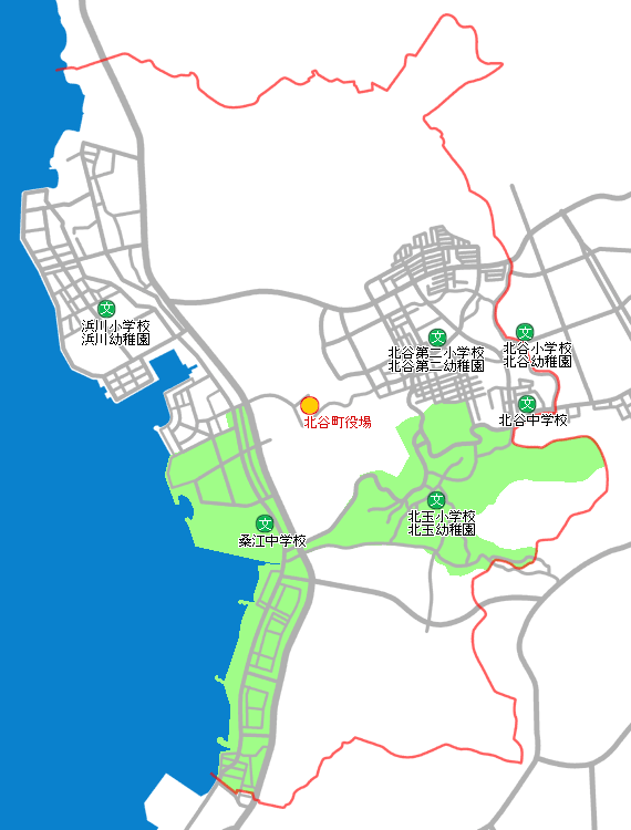 北玉幼稚園通学区の地図